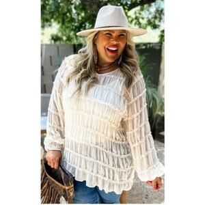 Blakeley Amelia Lace Boho Top in Ivory NWT 1X